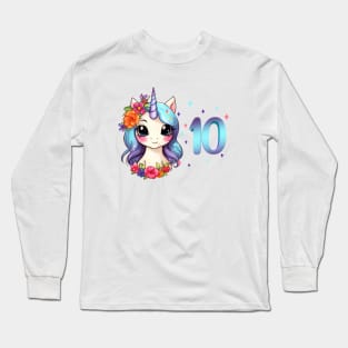 I am 10 with unicorn - girl birthday 10 years old Long Sleeve T-Shirt